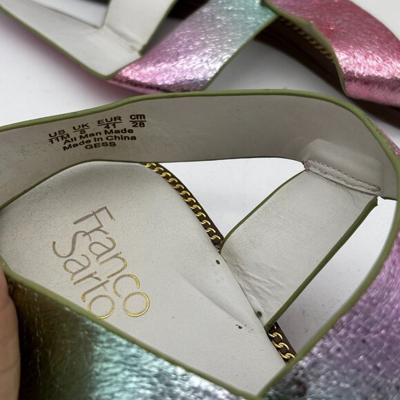 Franco Sarto Womens Size 11 Metallic Rainbow Thong Sandals Flat Comfort Summer - Picture 4 of 7
